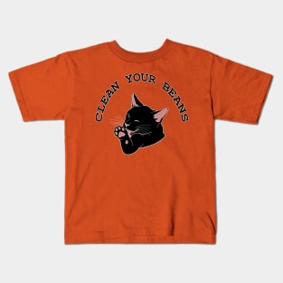 Clean Your Beans Funny Black Cat Kids T-Shirt